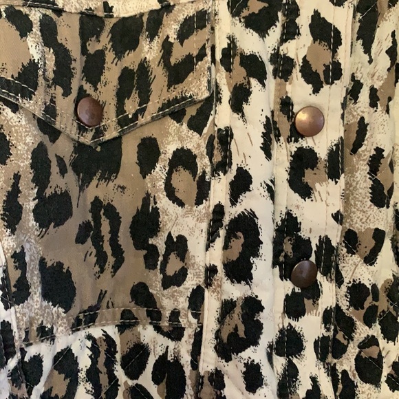 Vintage Gene Ewing BIS Wrinkled Rich Denim Quilted Leopard Print Coat Size Small - Picture 3 of 16